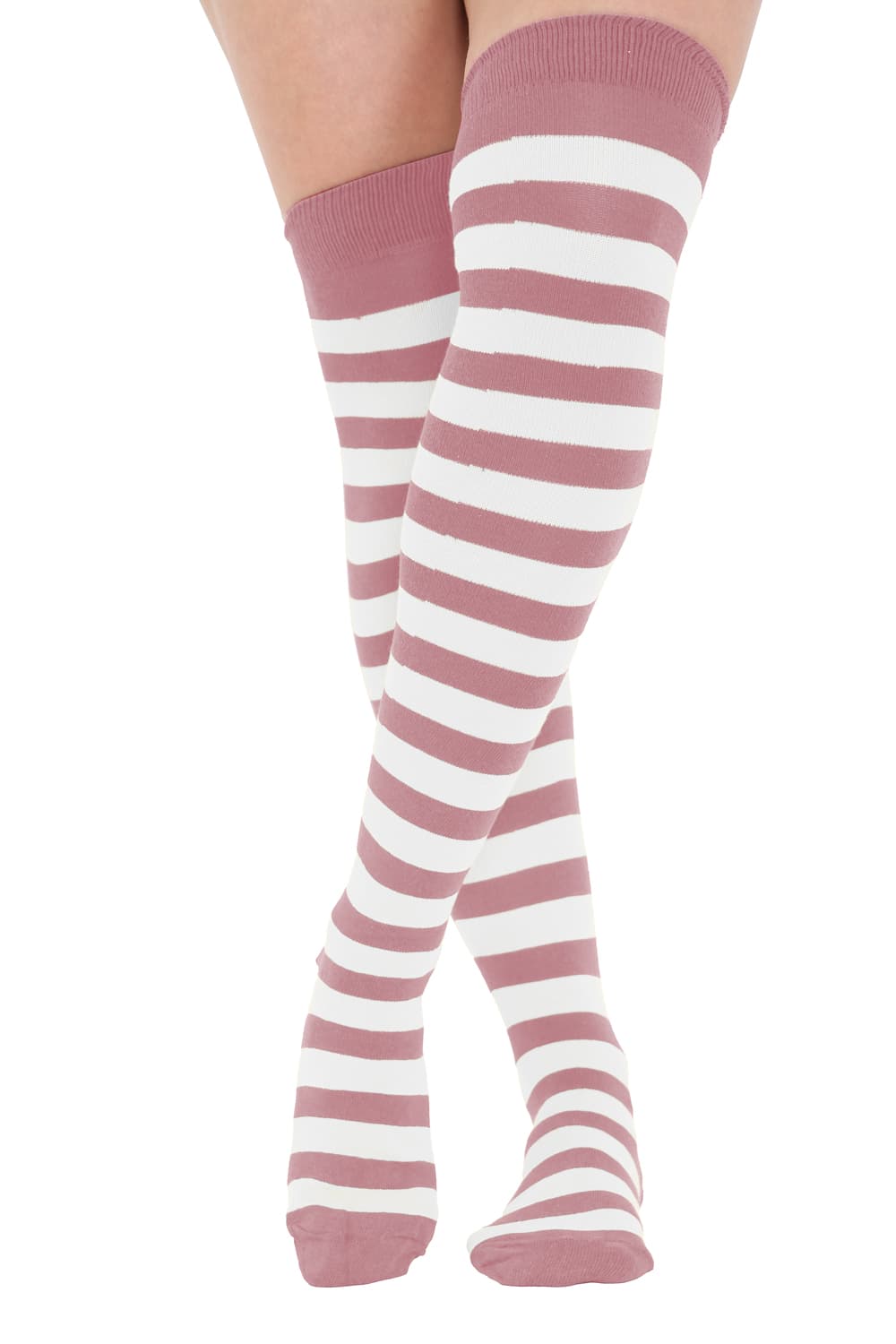 Crazy Chick Baby Pink and White OTK Stripe Socks