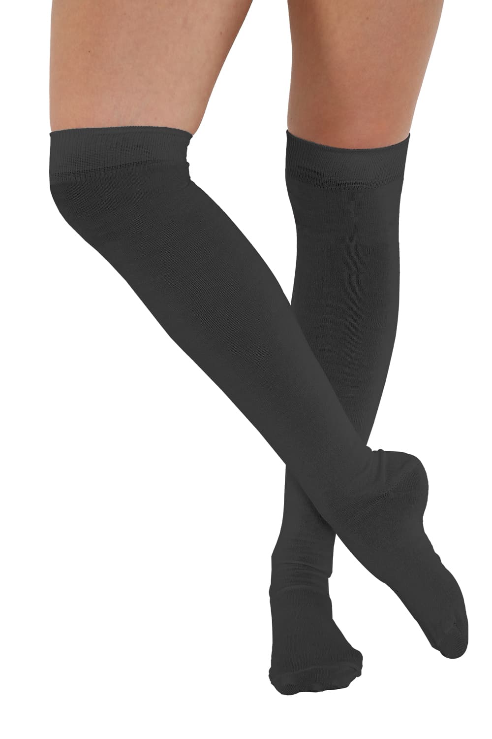 Crazy Chick Plain Black OTK Socks