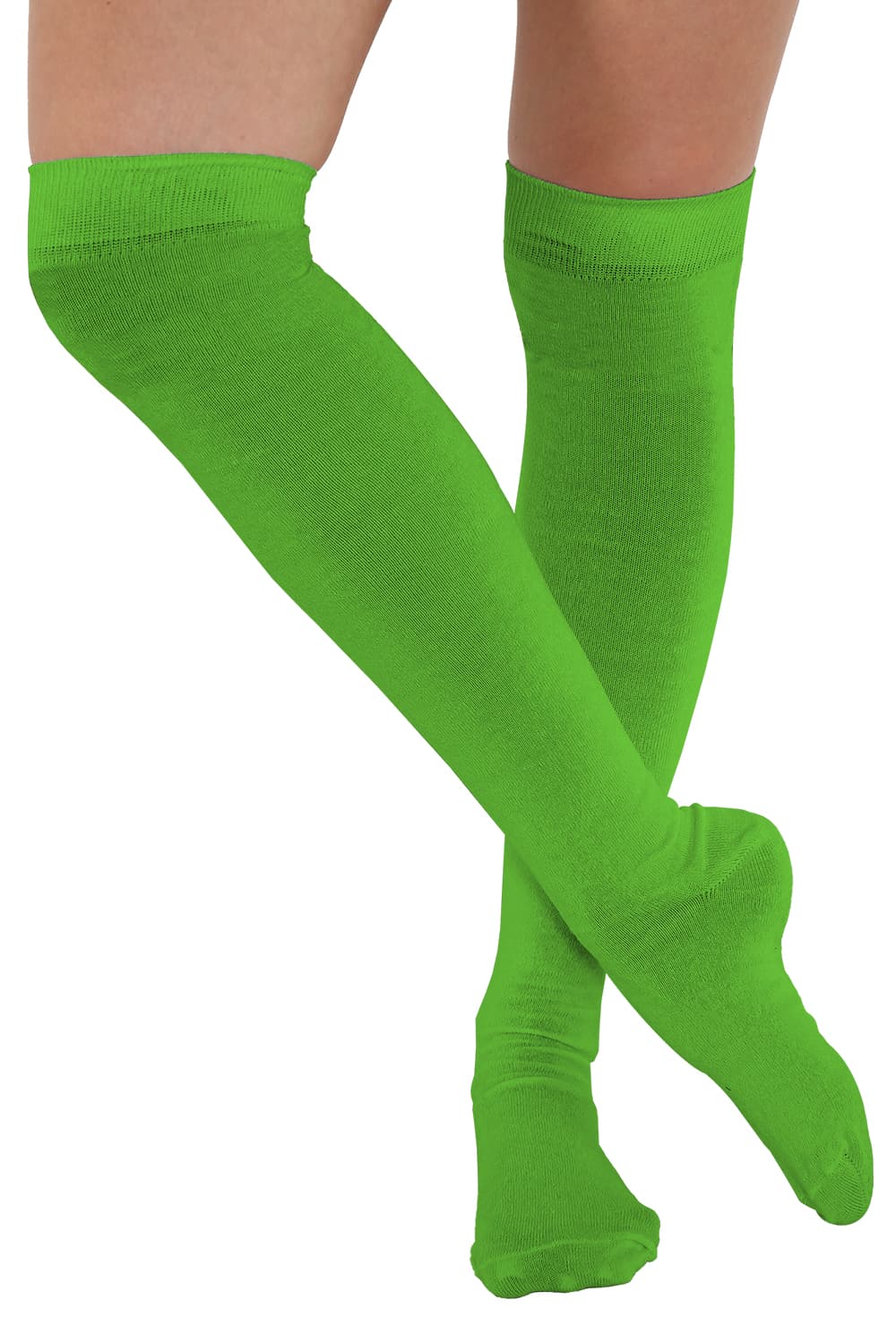 Crazy Chick Plain Green OTK Socks