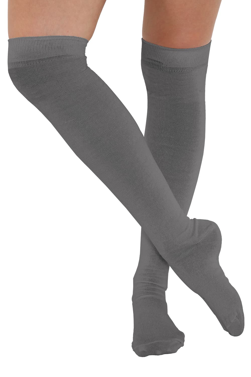 Crazy Chick Plain Grey OTK Socks