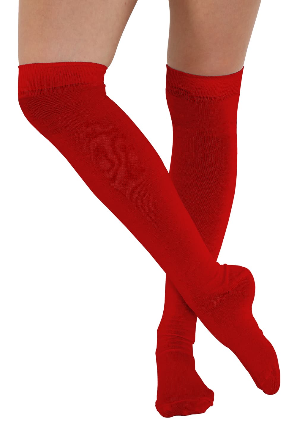 Crazy Chick Plain Red OTK Socks