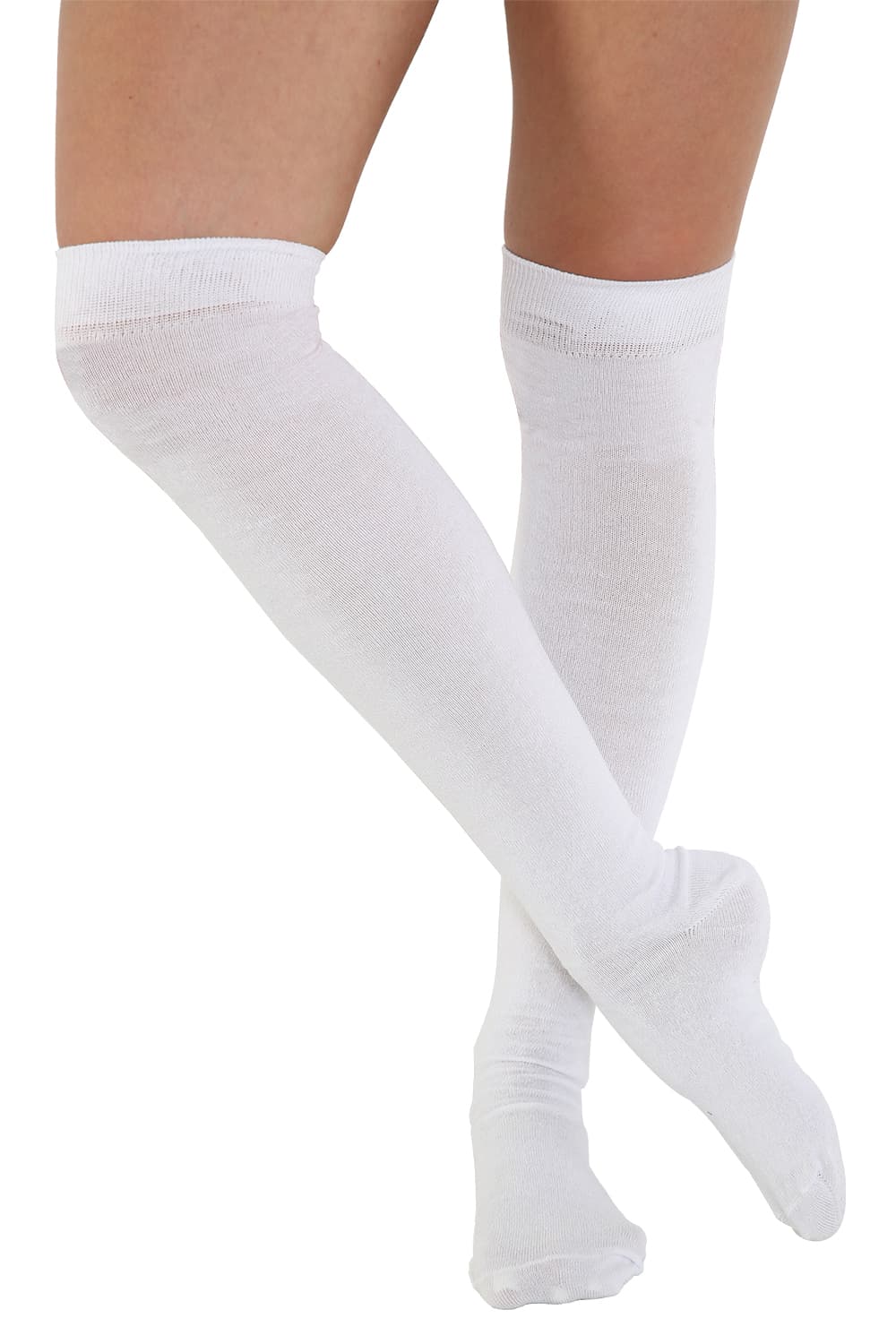 Crazy Chick Plain White OTK Socks