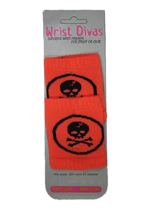Wrist Band Orange Skull Design