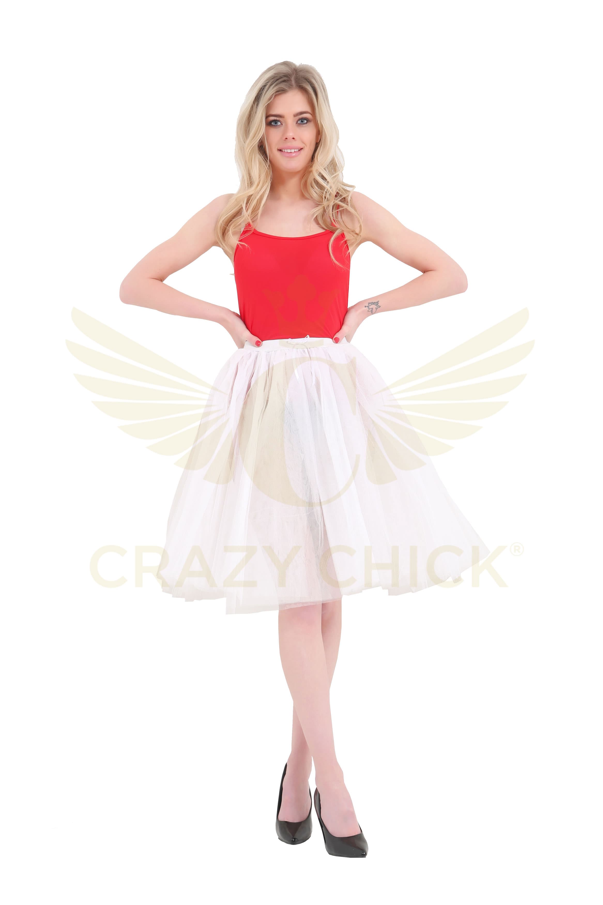 Crazy Chick Adult 3 Layer White 25 Inches Long Tutu Skirt