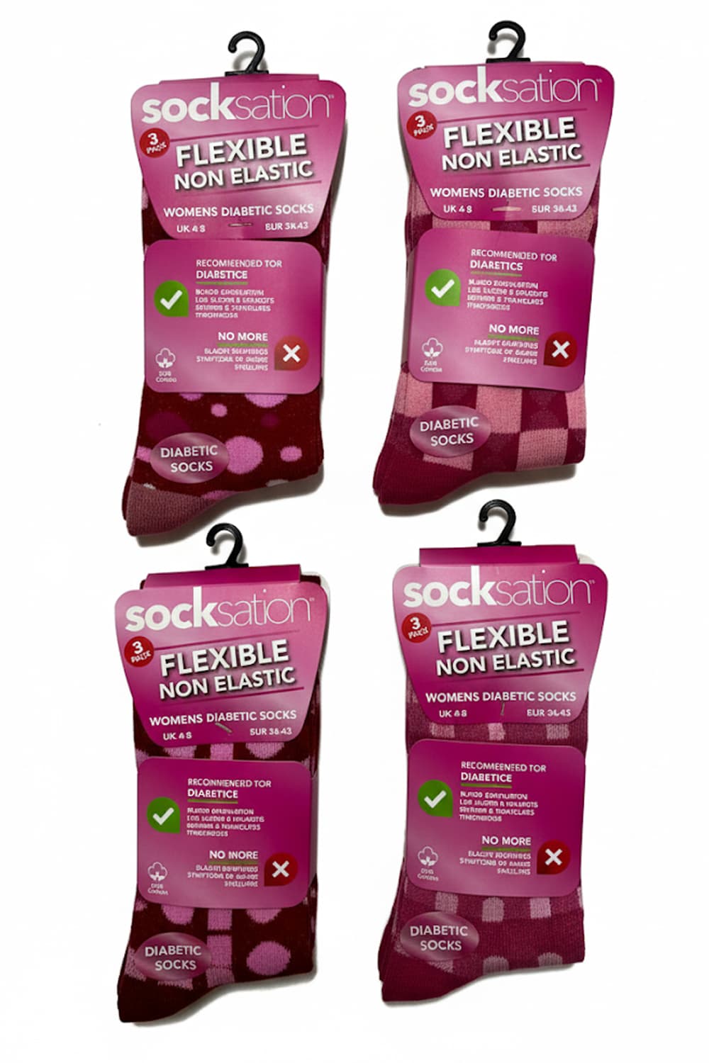 Active Star Womens Diabetic Socks Geometric Mania (Pack of 3 Pairs)