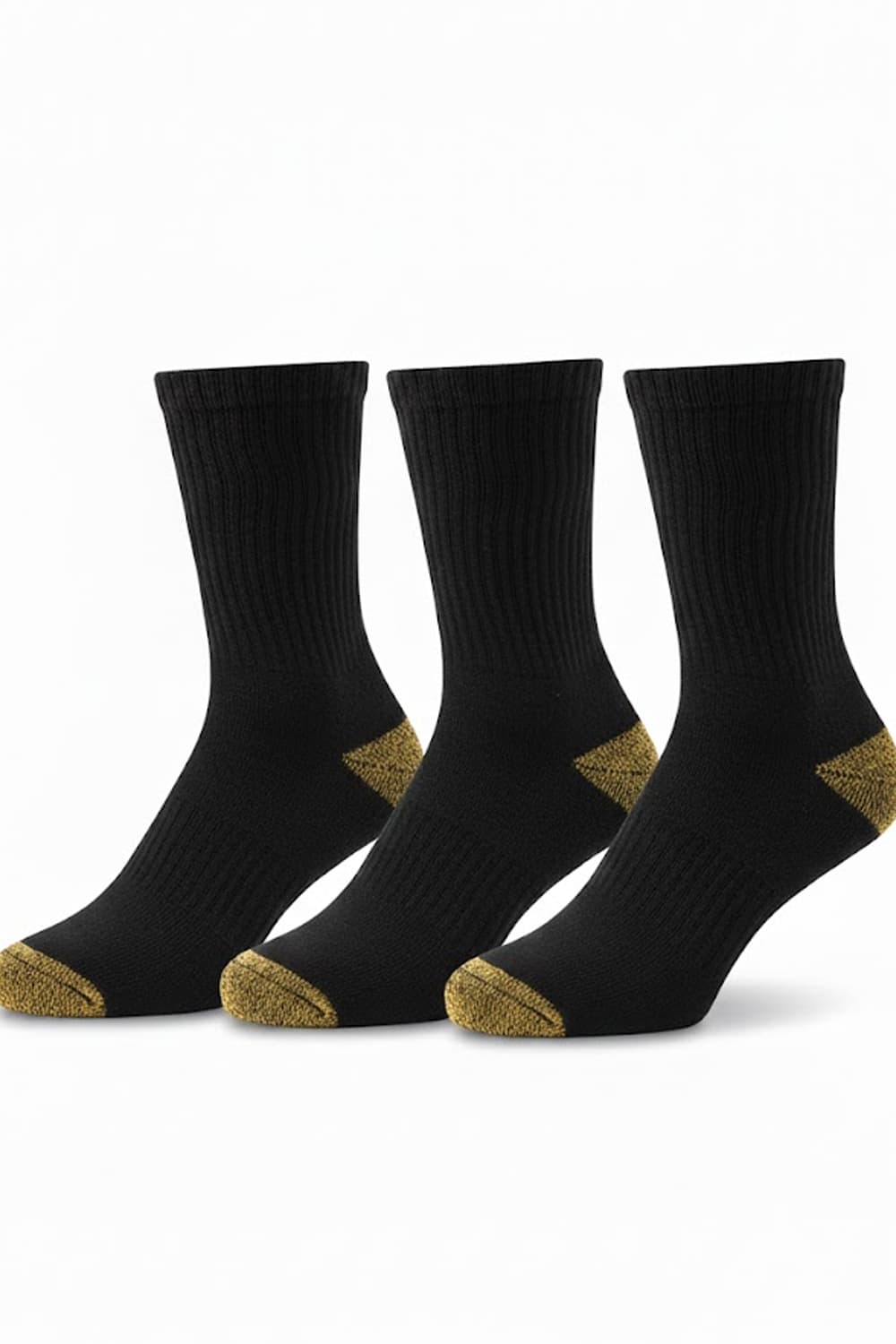 3pk Men Work Socks with Yellow Heel