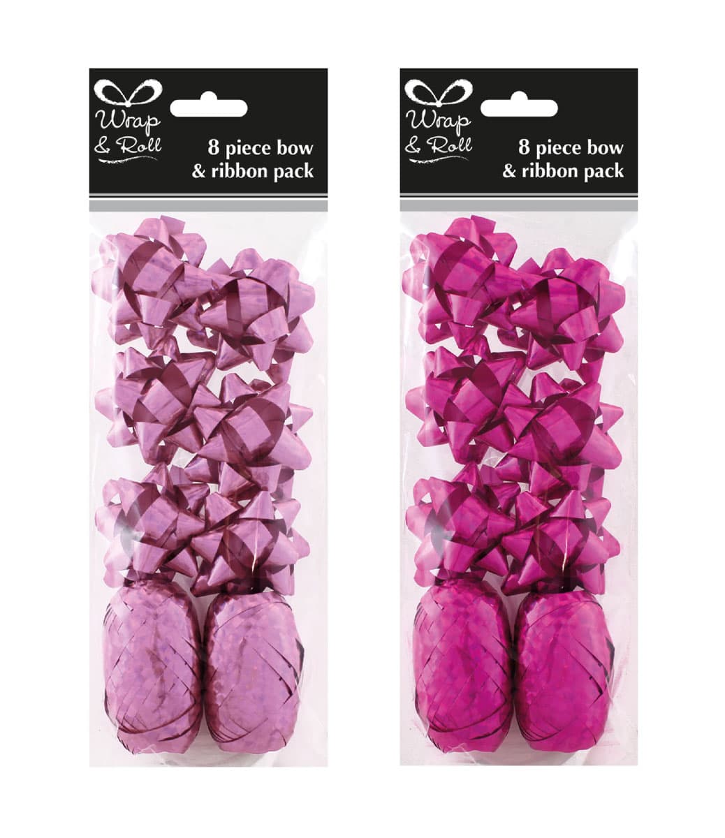 8 Pcs Pink Bow Ribbon