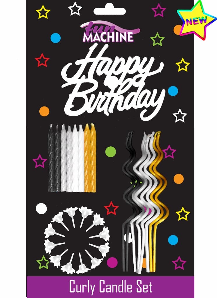 Assorted Birthday Curly Candle Set