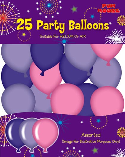 Assorted Party Pink Balloons (Pack of 25)