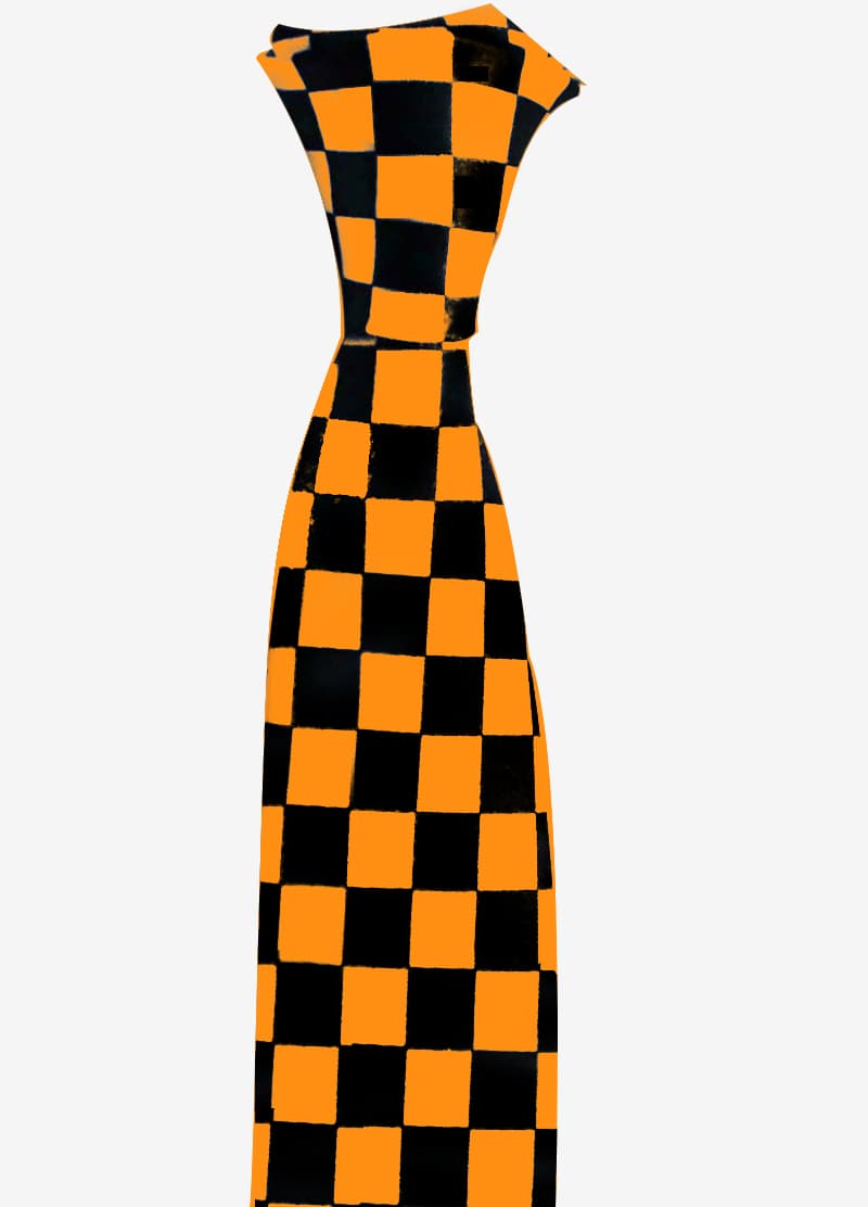 Black and Orange Checkered Neck Tie