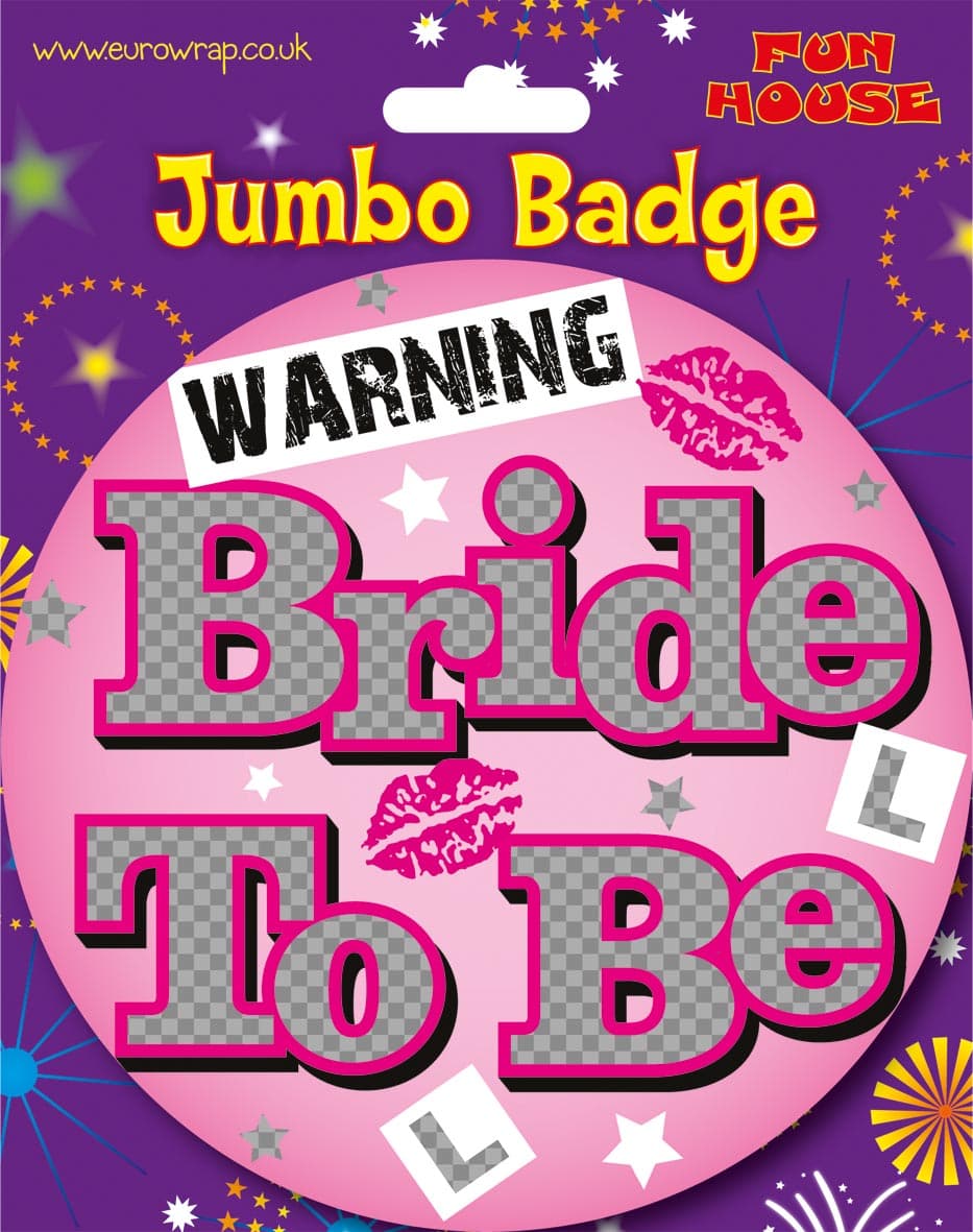 Bride To Be Giant Badge (Pack of 6)