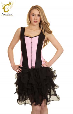 Crazy Chick Pink and Black Corset With Straps