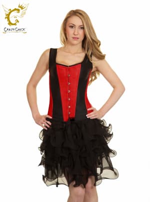 Crazy Chick Red Black Corset With Straps