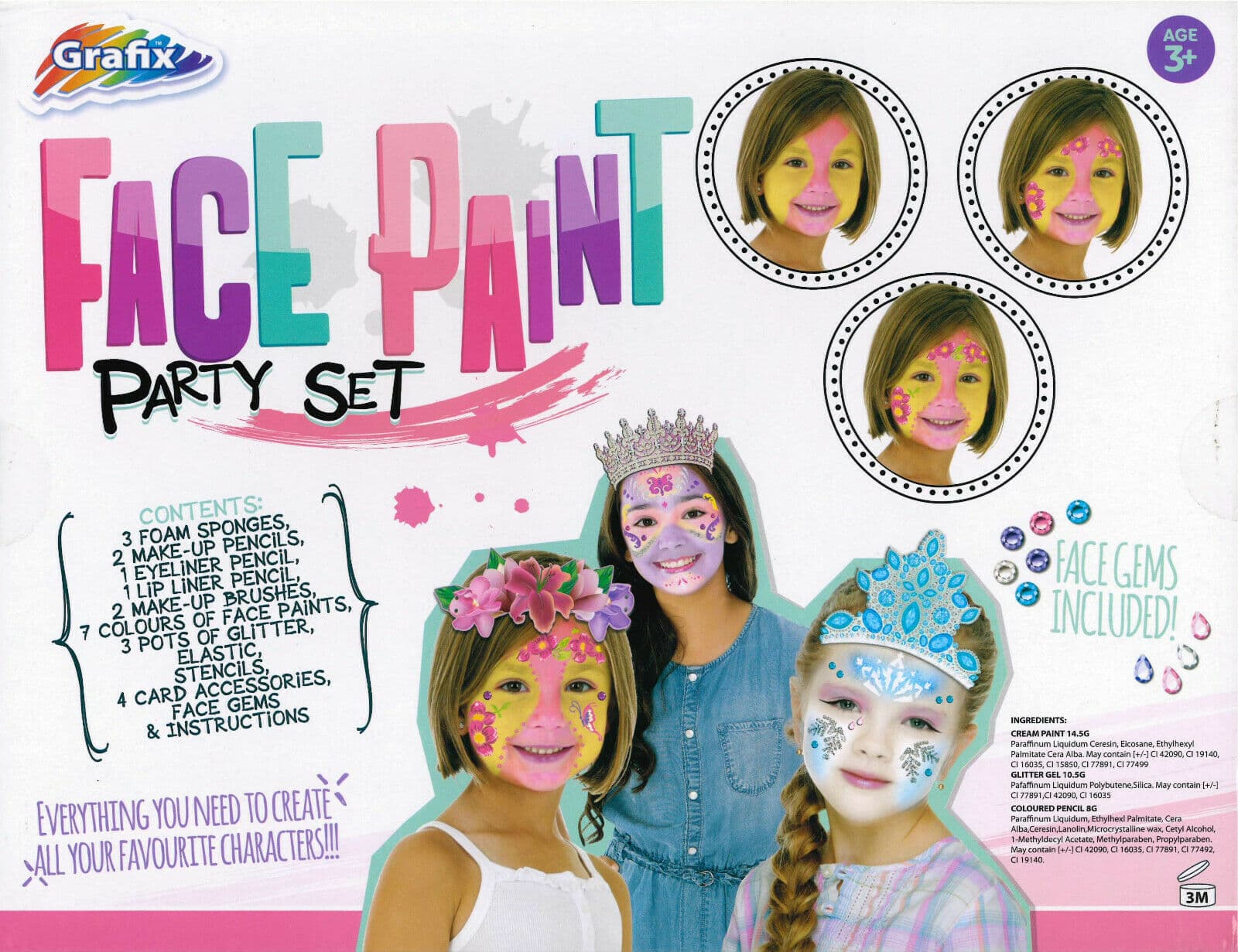 Girls Cream Face Paint Party Set