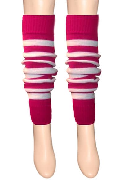 Crazy Chick Girls Pink and White Stripe Legwarmers (pack of 12)