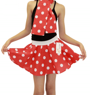 Crazy Chick Girls Red White Polka Dot Skirt