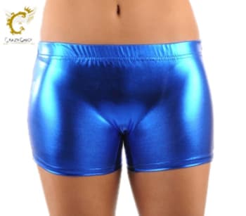 Crazy Chick Girls Shiny Royal Blue Hot Pants