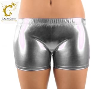 Crazy Chick Girls Shiny Silver Hot Pants