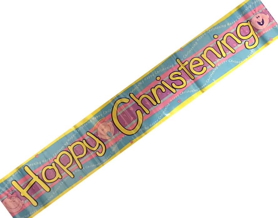 Happy Christening Party Banner 2.6 m