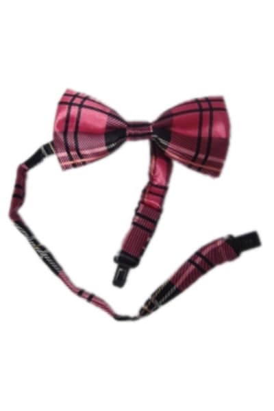 Wickedfun Hot Pink Tartan Bow Tie