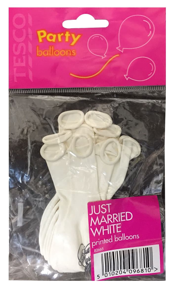 Just Married White Printed Balloons (Pack of 10)