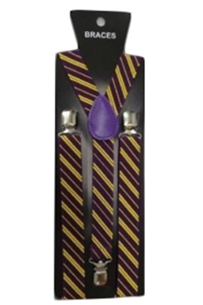 Wickedfun Maroon and Yellow Striped Wizard Braces (2.5 cm)