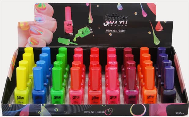 Neon Nail Polish Tray of 36 Pcs