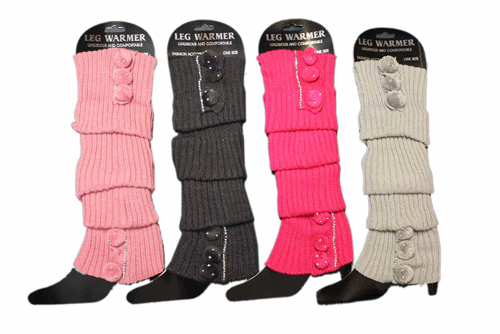 Crazy Chick Womens Knit Leg Warmer With Pom Pom Detailing
