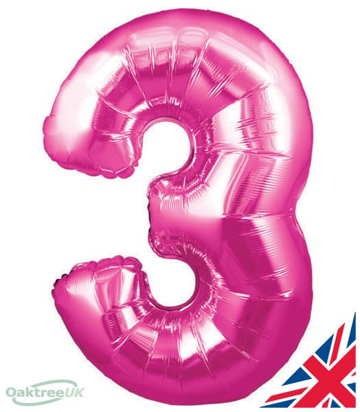Number 3 Pink Balloon (30 Inches)