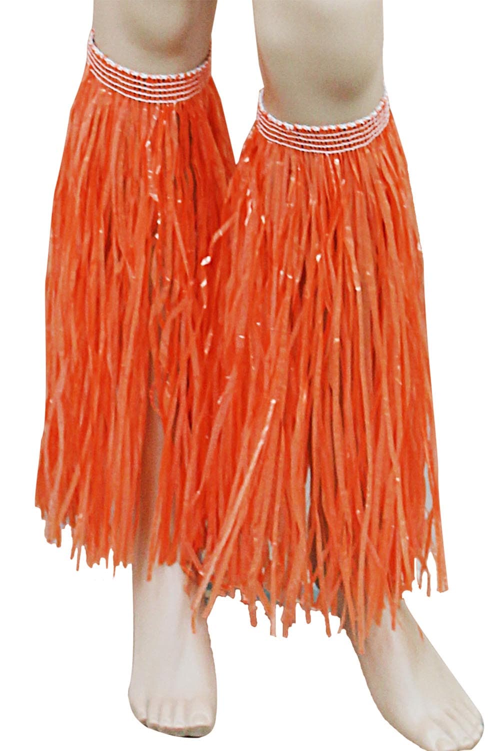 Orange Hawaiian Hula Straw Leg Cuffs