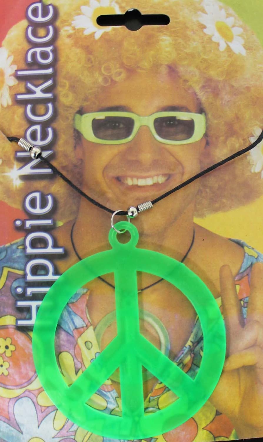 Peace Sign Hippie Necklace Green (Pack of 12)