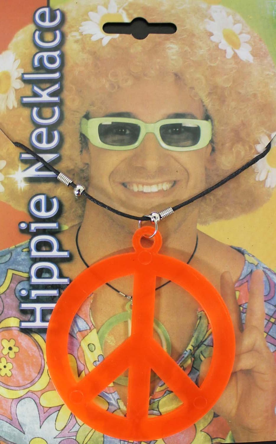 Peace Sign Hippie Necklace Orange (Pack of 12)
