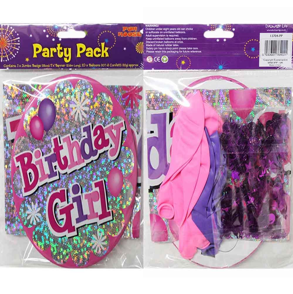 Pink Balloons Birthday Party Pack (Girl)