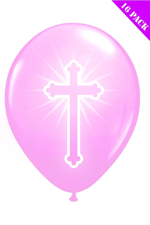 Pink Cross Balloons (Pack of 16)
