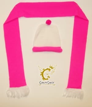 Wickedfun Pink and white Hat and Scarf