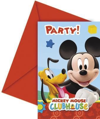 Playful Mickey Invites and Envelop (Pack of 6)