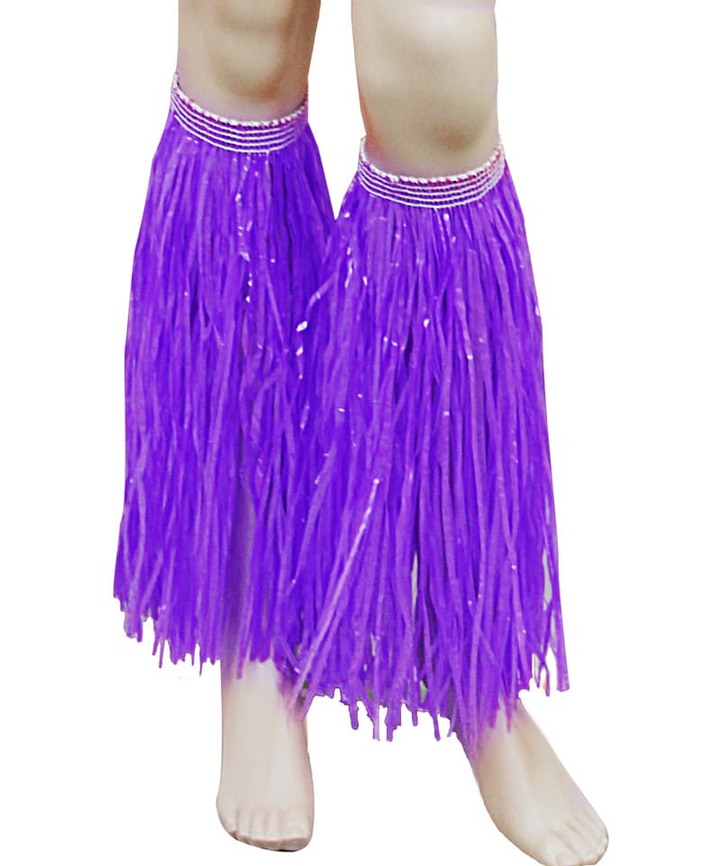 Purple Hawaiian Hula Straw Leg Cuffs