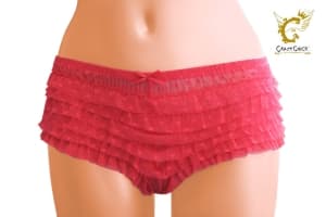 Hot Pink Heart Printed Ruffle Knickers