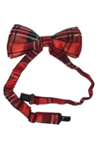 Wickedfun Red Satin Tartan Bow Tie