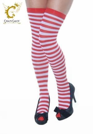 Crazy Chick Red/White Stripe Stockings