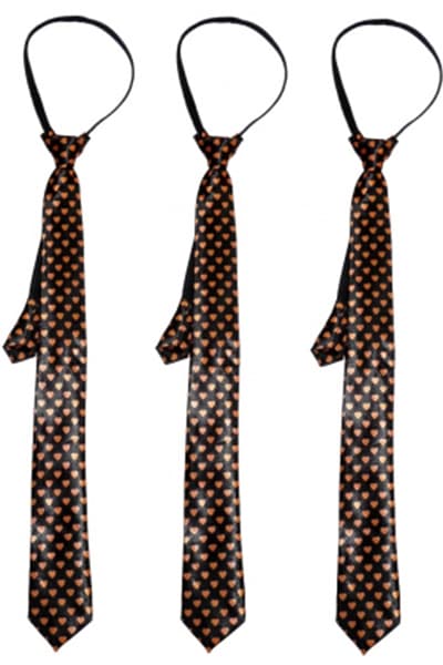 Satin Heart Pattern Tie Orange