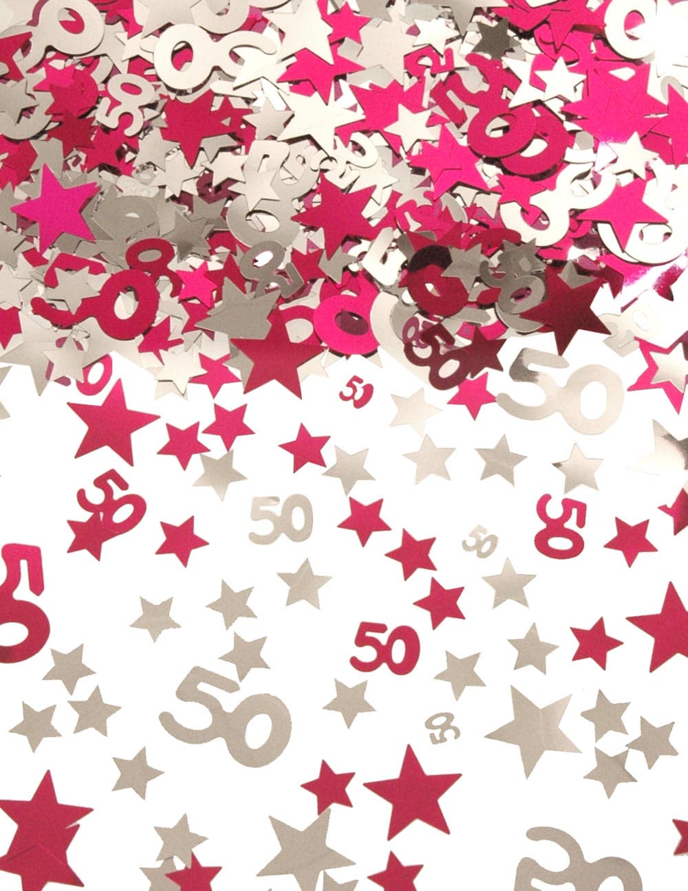 Silver Pink Star Confetti (Aged 50)