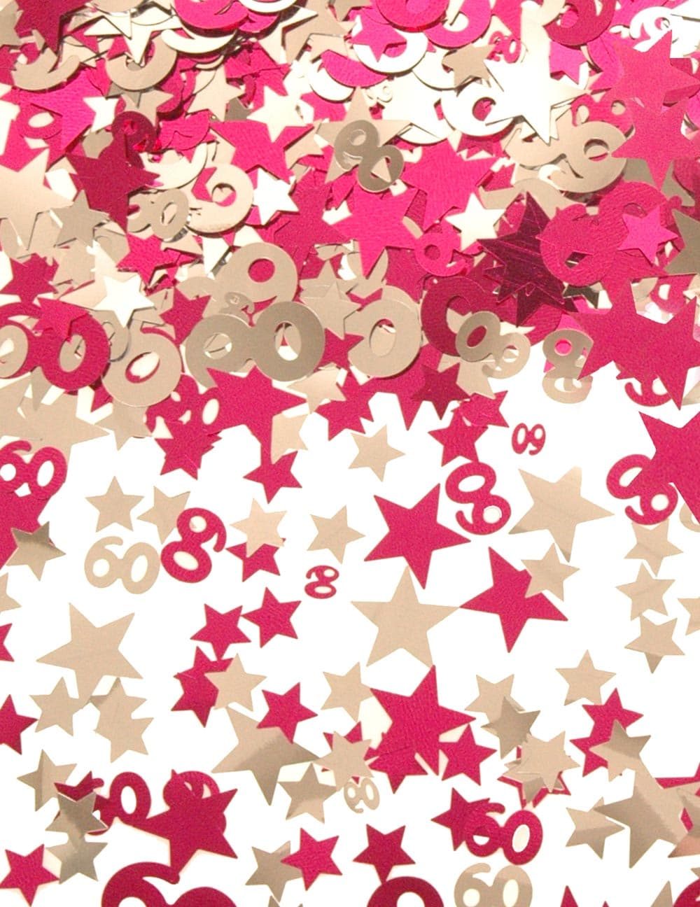 Silver Pink Star Confetti (Aged 60)