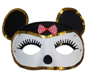 White Mouse Eye Mask with Gold Sequin (Pack of 12)