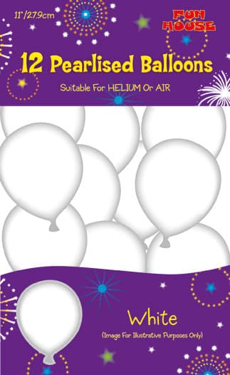 White Pearlised Balloons (Pack of 12)