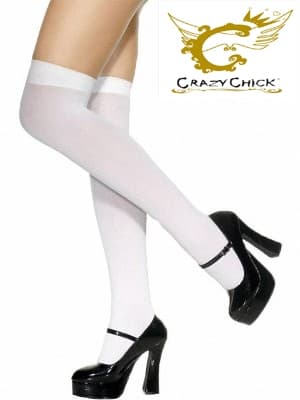 Crazy Chick White Plain Stockings