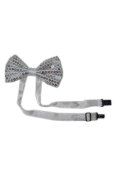 White Sequin Bow Tie With Gift Box