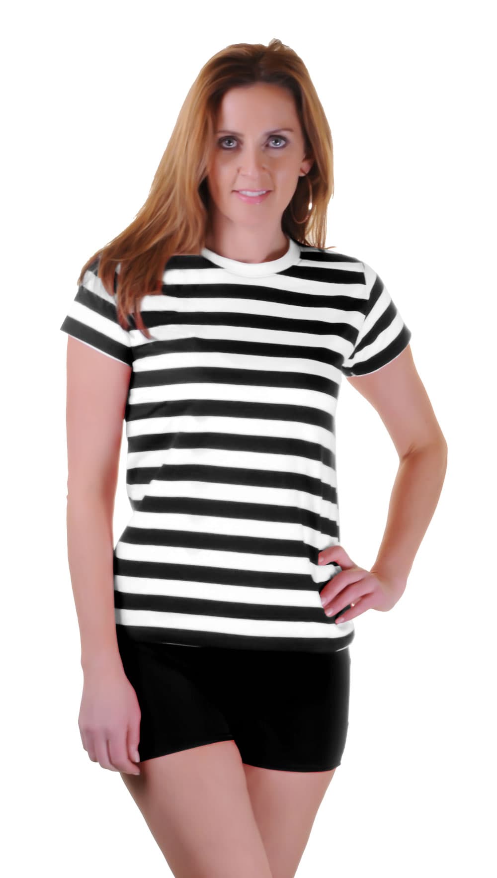 Active Star Adult Black and White Stripe T-Shirt