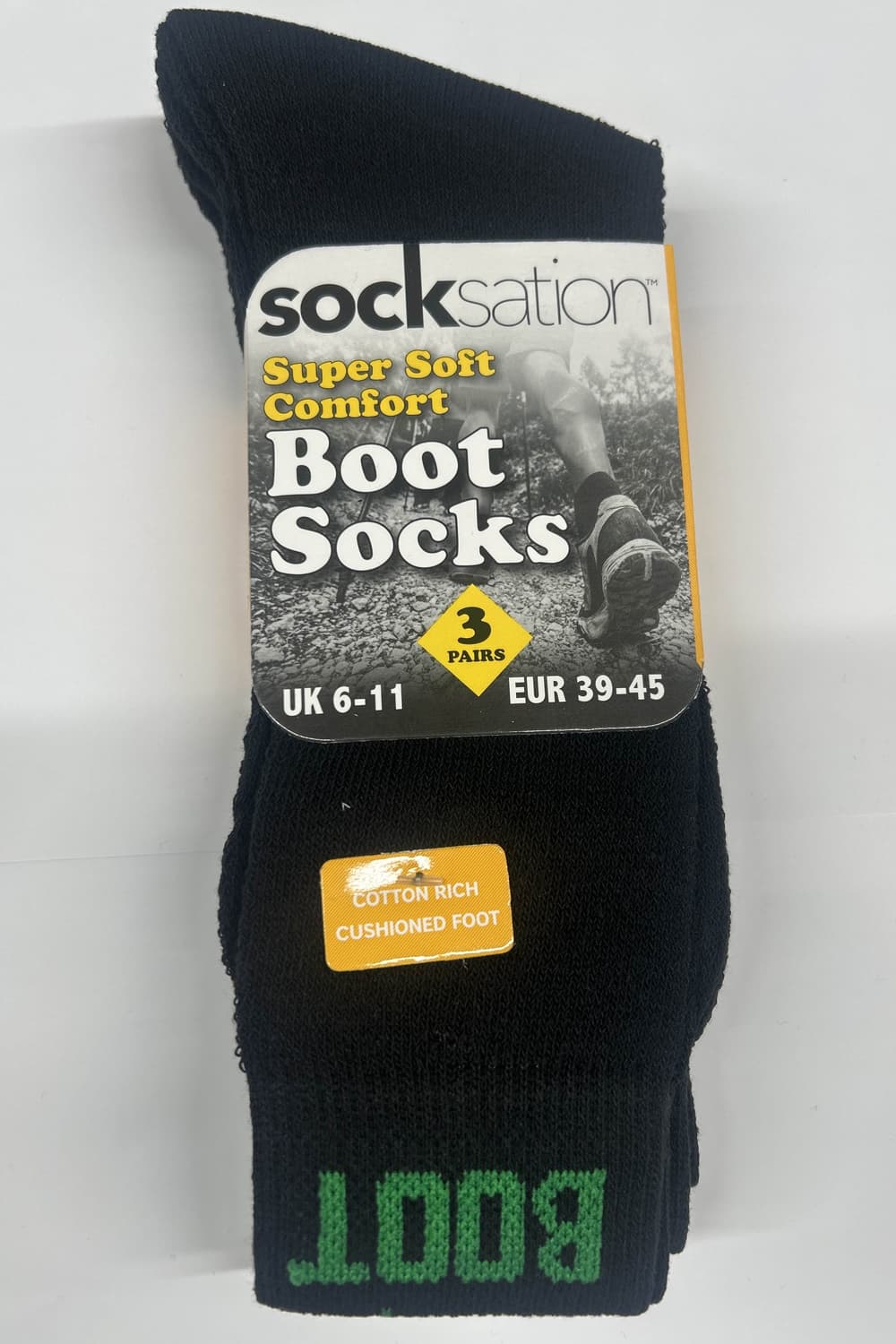 Active Star Men Boot Socks Black (Pack of 3 Pair)