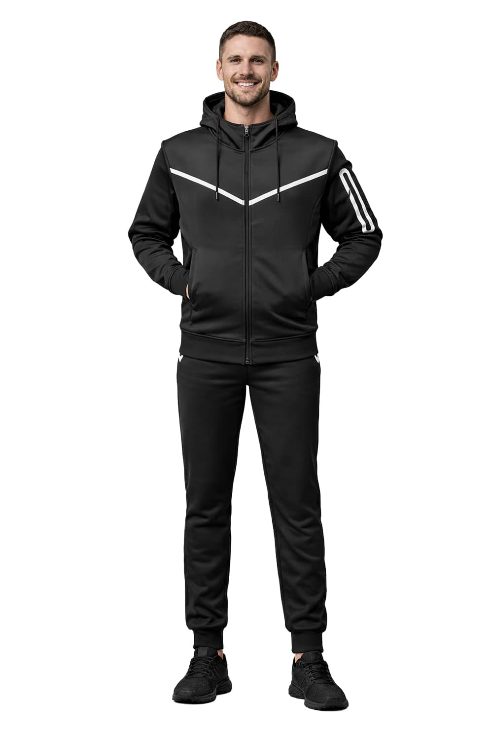Active Star Men's Black Hooded Tracksuit